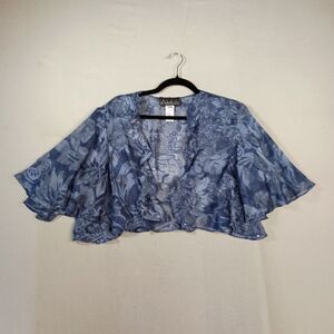 Womens Vintage 90s Fairy Top Size 18W Sheer Ruffle Sequin Bolero Whimsigoth
